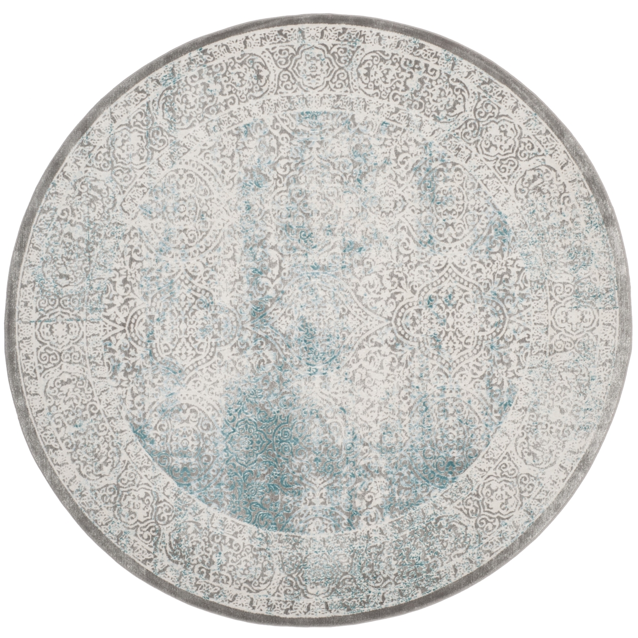 SAFAVIEH Passion Collection PAS401B Turquoise / Ivory Rug - 6' 7 Round
