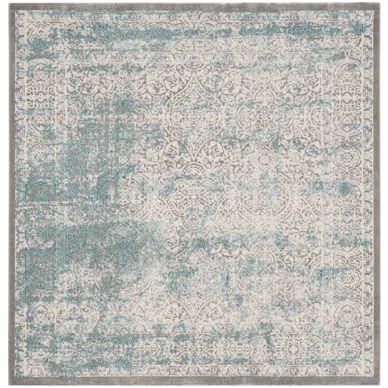 SAFAVIEH Passion Collection PAS401B Turquoise / Ivory Rug - 5' 1 Square