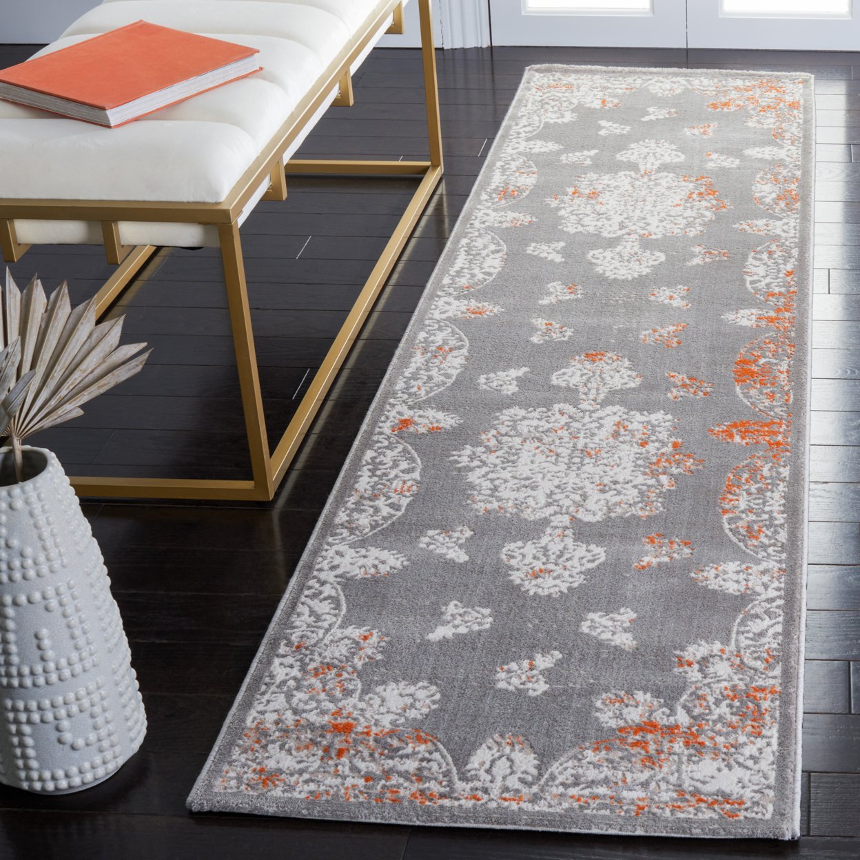 SAFAVIEH Passion Collection PAS406F Grey / Ivory Rug - 6' 7 X 9' 2