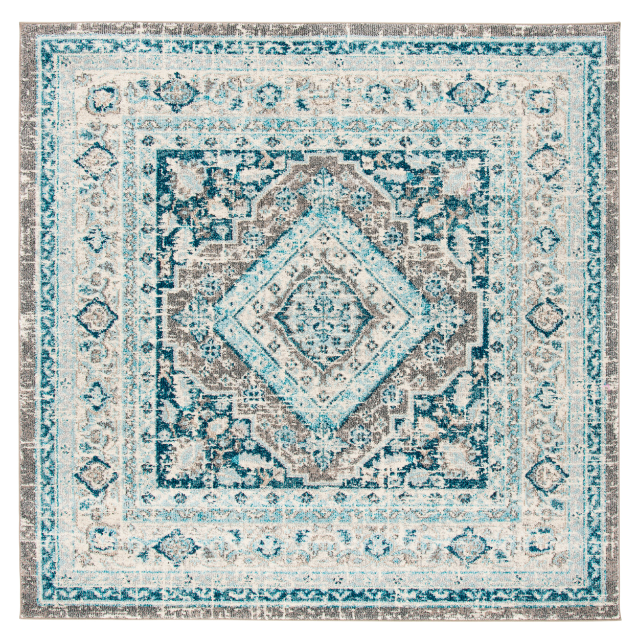 SAFAVIEH Phoenix Collection PHX155F Grey / Blue Rug - 6' 7 Square