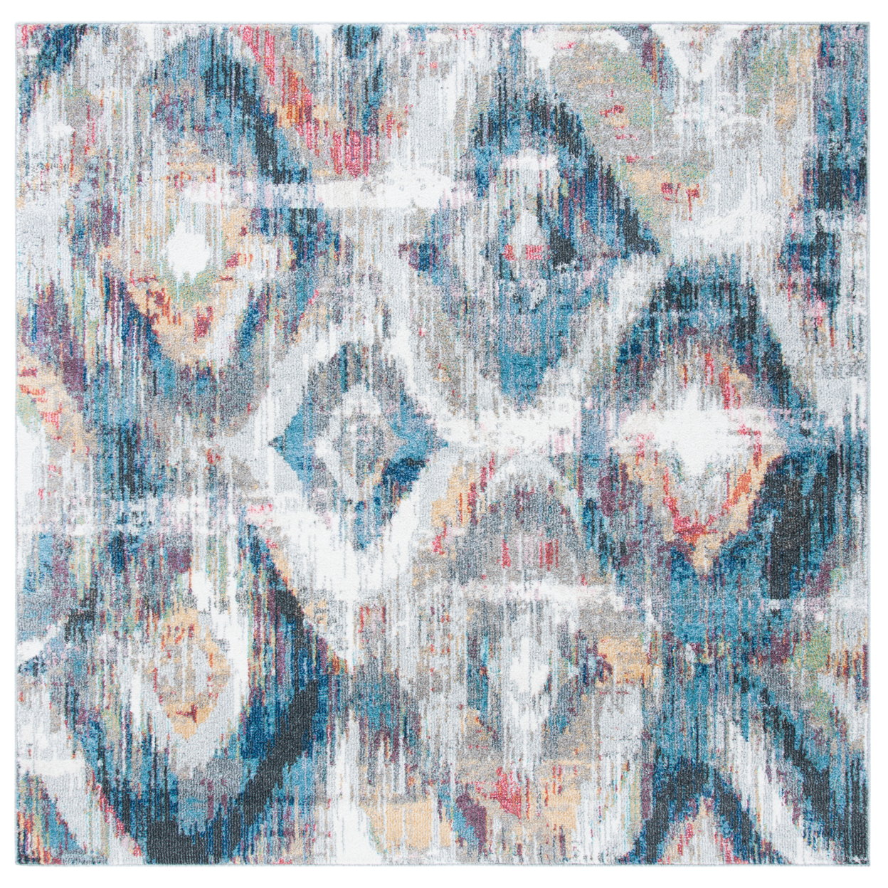 SAFAVIEH Phoenix Collection PHX256A Ivory / Blue Rug - 6' 7 Square