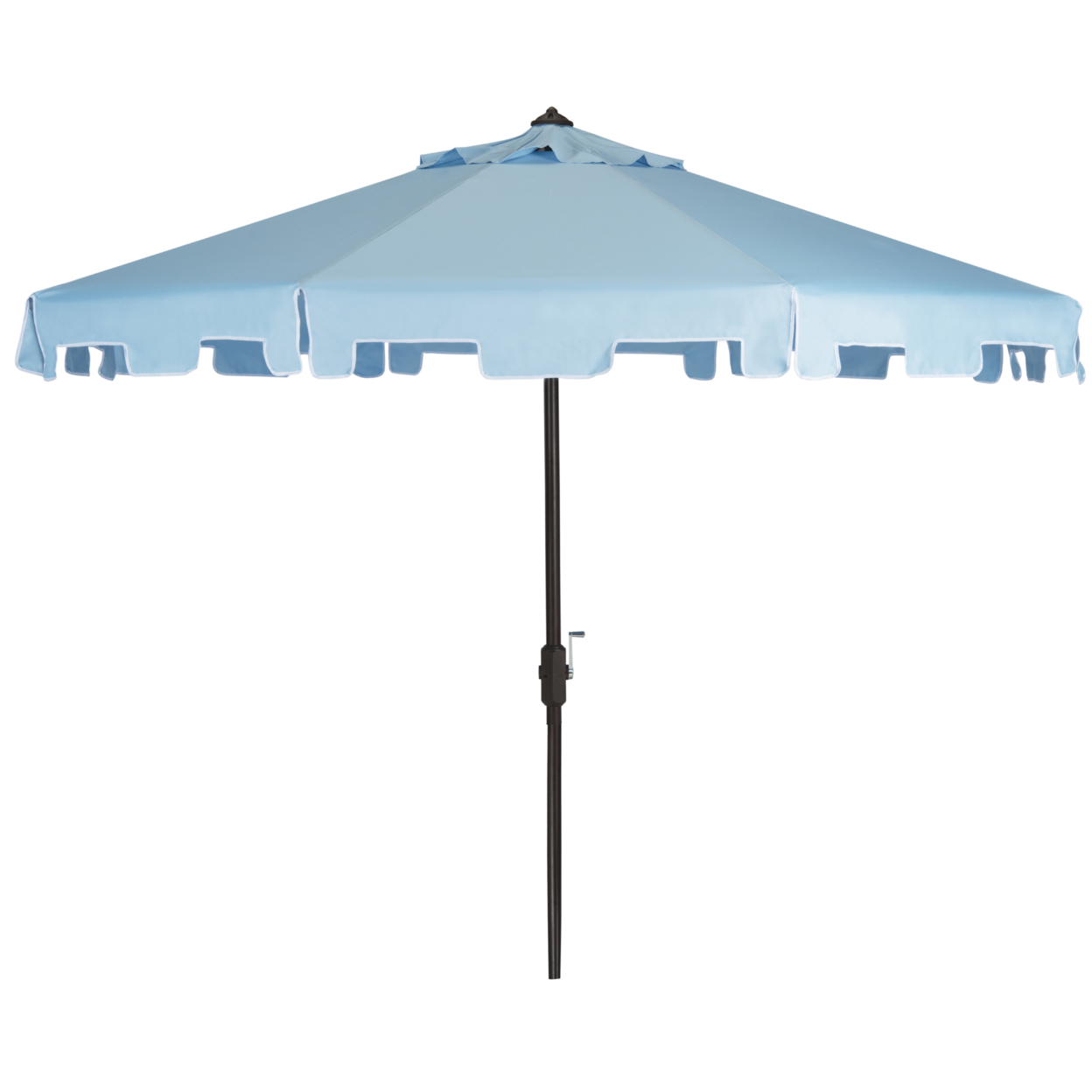 SAFAVIEH Outdoor Collection Zimmerman 9-Foot Tilt Umbrella & Flap Baby Blue / White