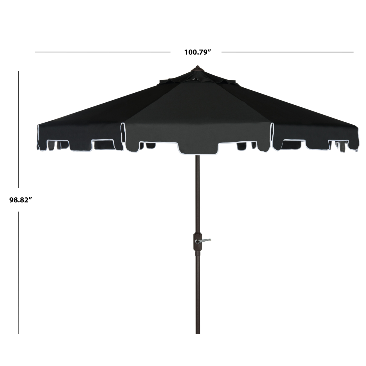 SAFAVIEH Outdoor Collection Zimmerman 9-Foot Tilt Umbrella & Flap Black/White