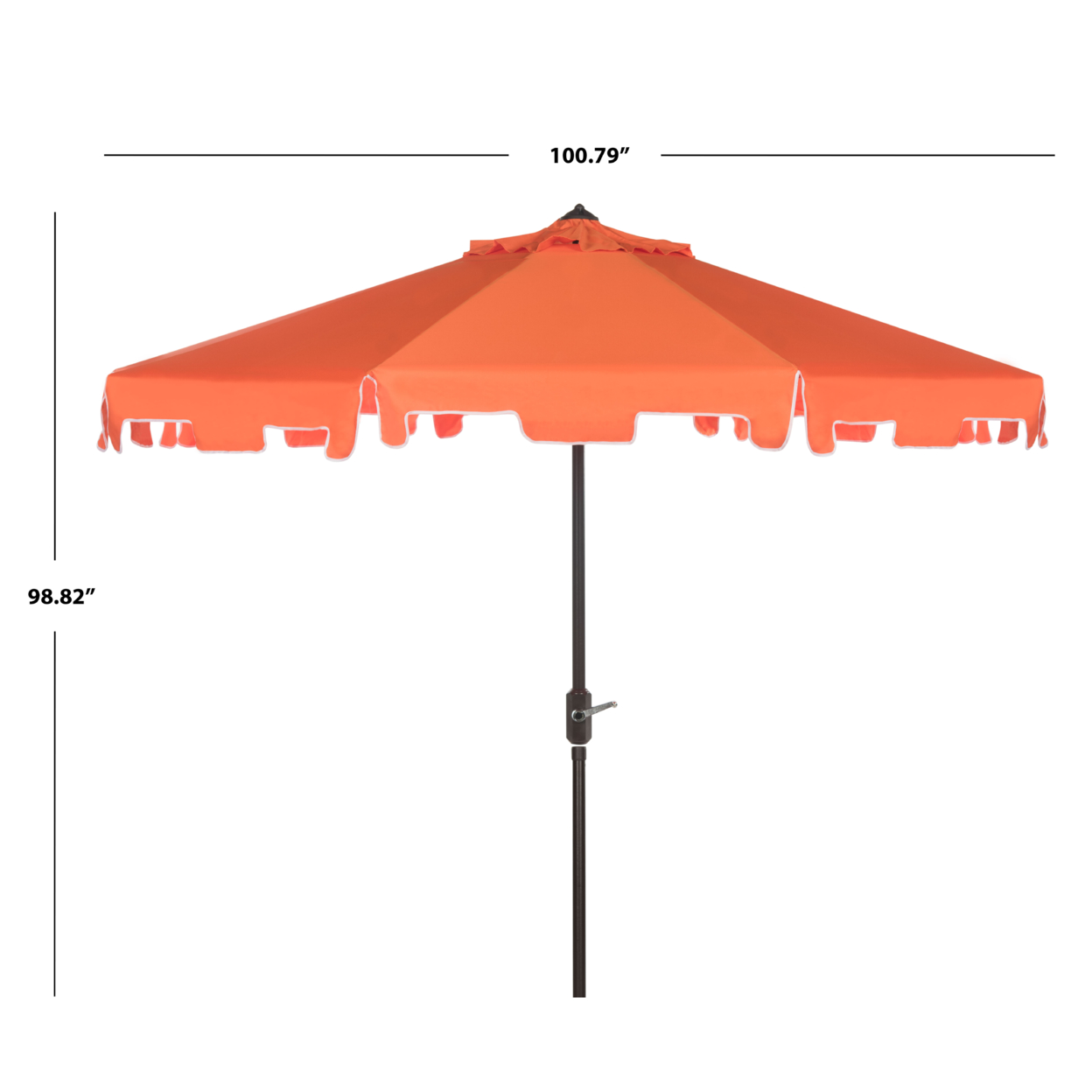 SAFAVIEH Outdoor Collection Zimmerman 9-Foot Tilt Umbrella & Flap Orange/White