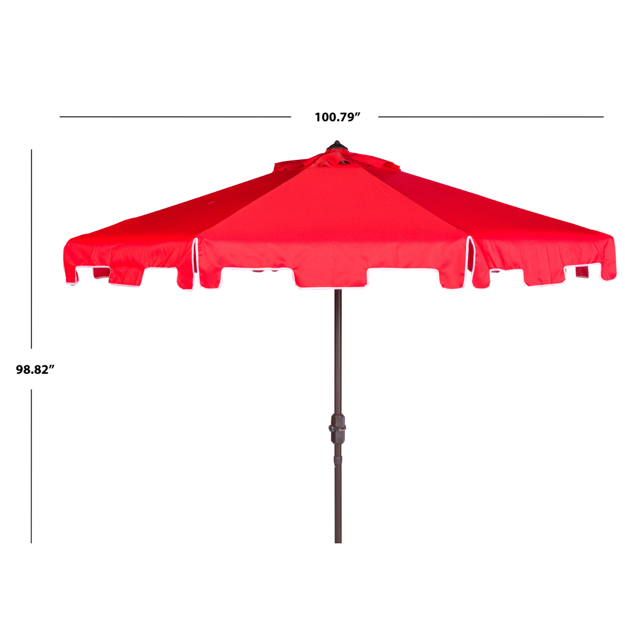 SAFAVIEH Outdoor Collection Zimmerman 9-Foot Tilt Umbrella & Flap Red/White
