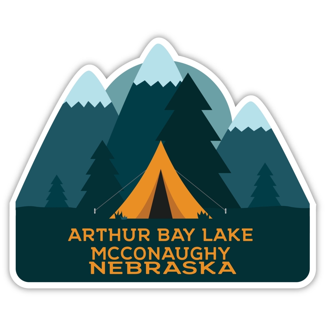 Arthur Bay Lake Mcconaughy Nebraska Souvenir Decorative Stickers (Choose Theme And Size) - 4-Pack, 4-Inch, Tent