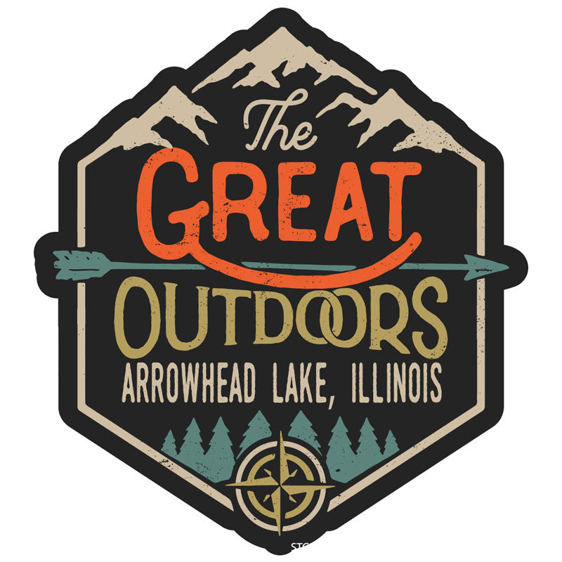 Arrowhead Lake Illinois Souvenir Decorative Stickers (Choose Theme And Size) - 4-Pack, 2-Inch, Great Outdoors