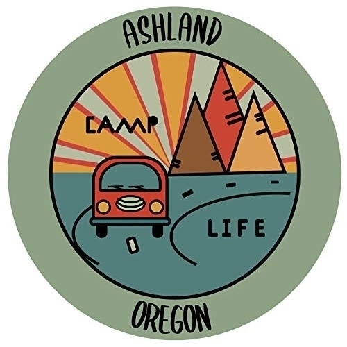 Ashland Oregon Souvenir Decorative Stickers (Choose Theme And Size) - 4-Pack, 4-Inch, Camp Life