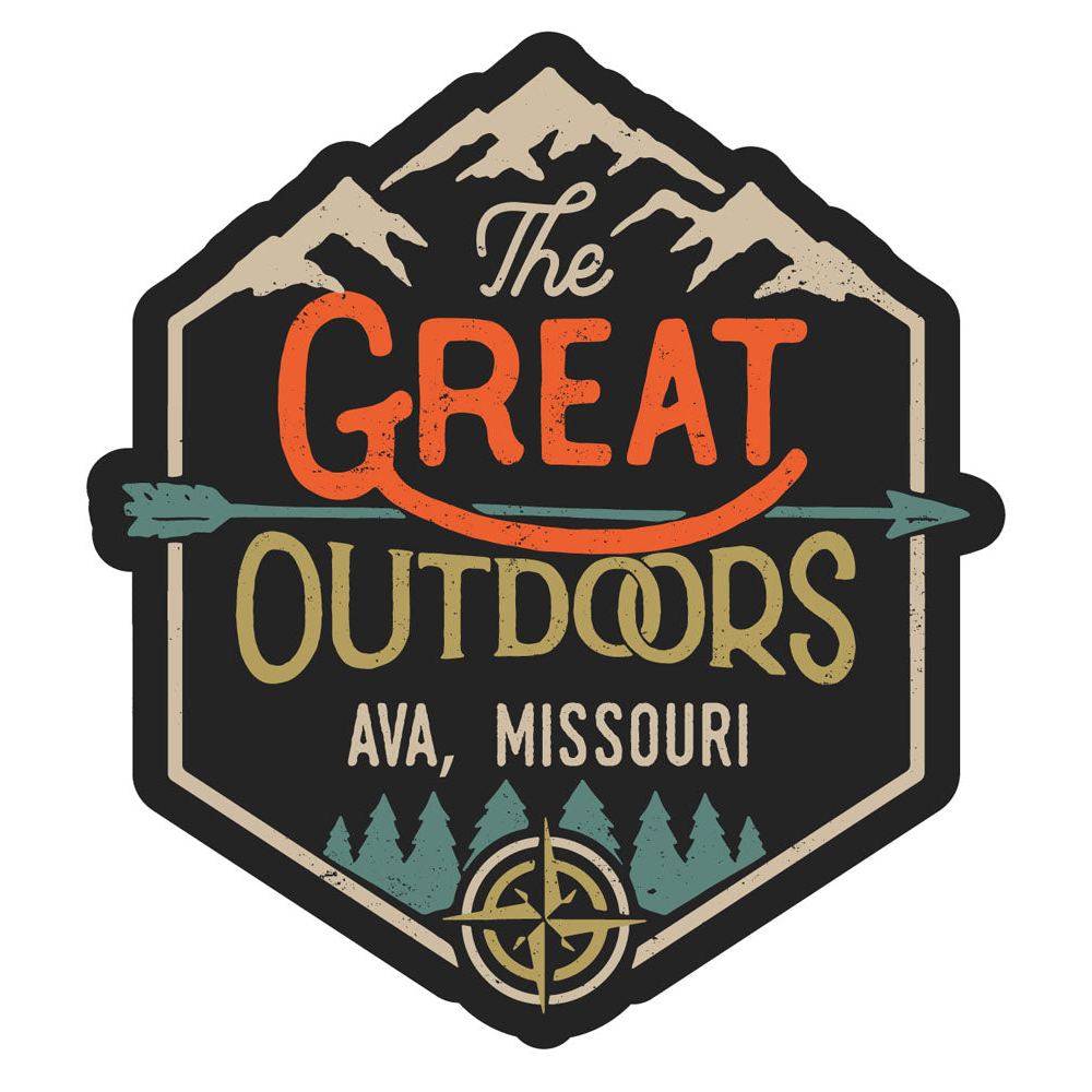 Ava Missouri Souvenir Decorative Stickers (Choose Theme And Size) - Single Unit, 12-Inch, Great Outdoors