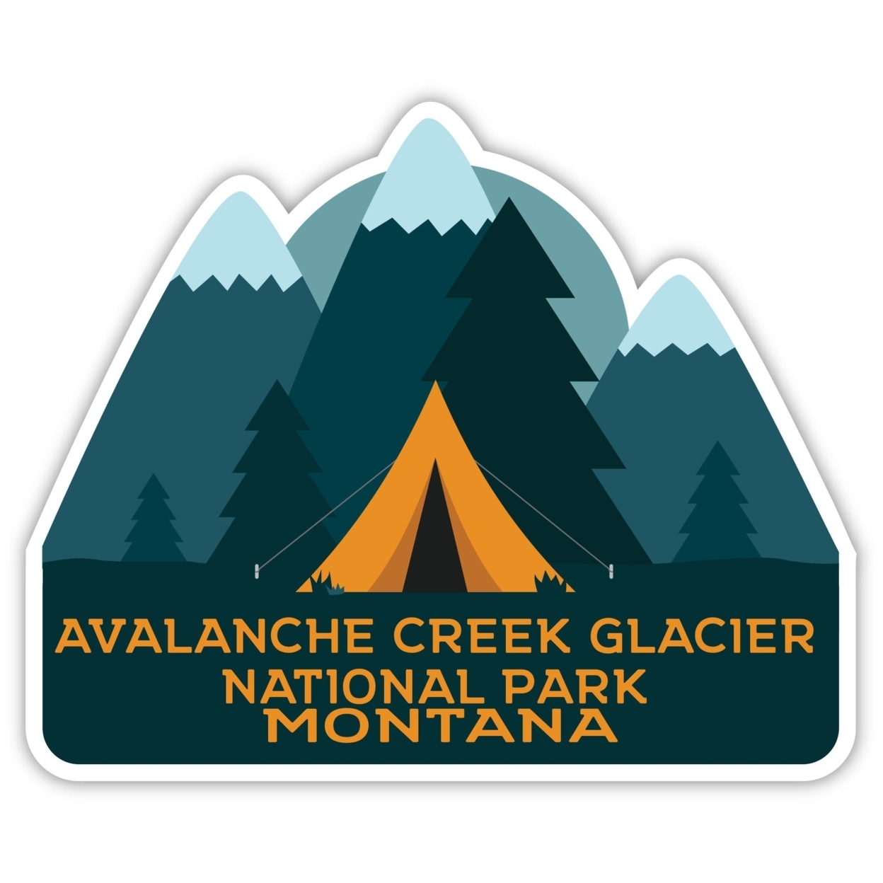 Avalanche Creek Glacier National Park Montana Souvenir Decorative Stickers (Choose Theme And Size) - 4-Pack, 2-Inch, Tent