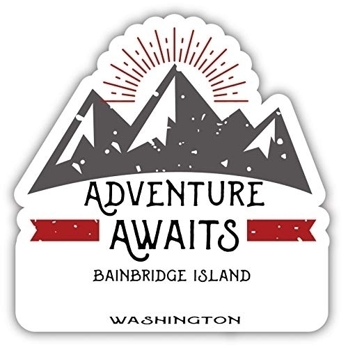 Bainbridge Island Washington Souvenir Decorative Stickers (Choose Theme And Size) - 4-Pack, 4-Inch, Adventures Awaits