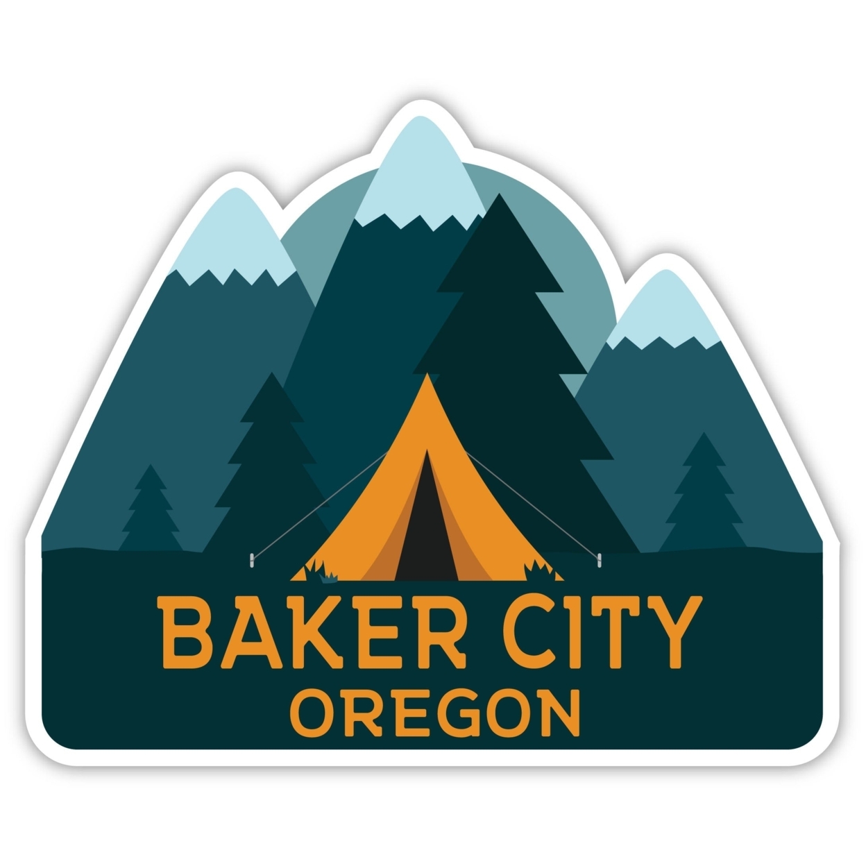 Baker City Oregon Souvenir Decorative Stickers (Choose Theme And Size) - 4-Pack, 6-Inch, Great Outdoors