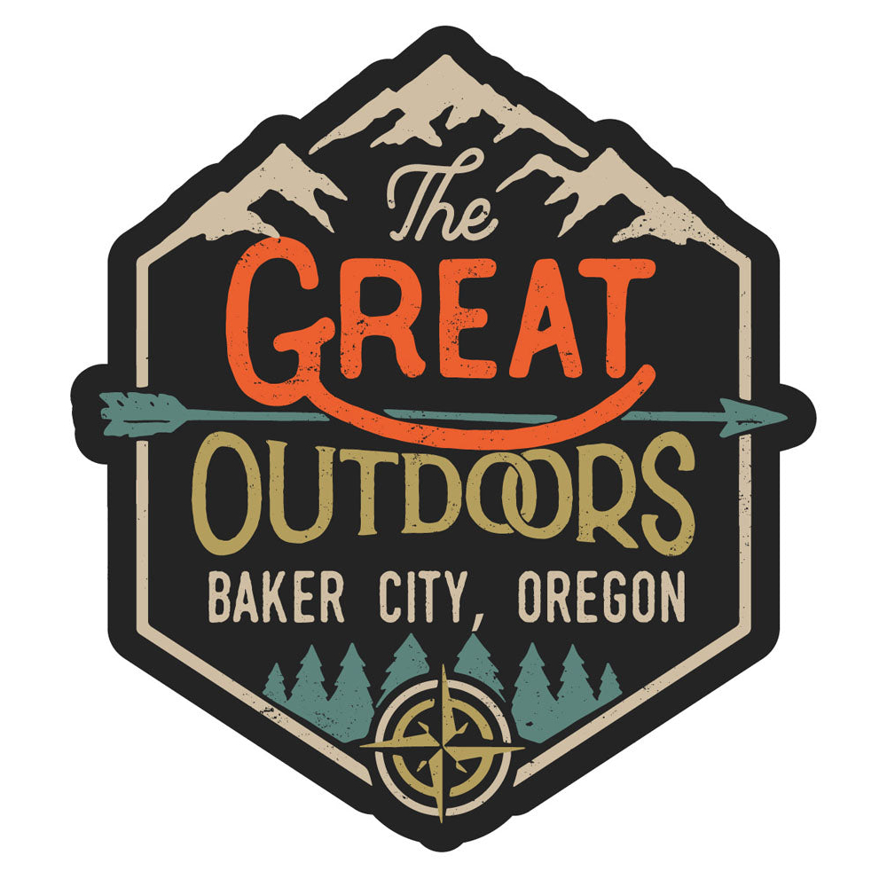 Baker City Oregon Souvenir Decorative Stickers (Choose Theme And Size) - Single Unit, 4-Inch, Great Outdoors