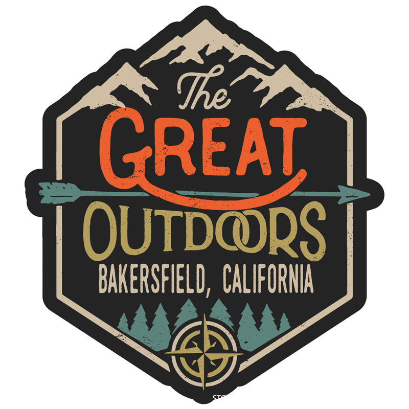 Bakersfield California Souvenir Decorative Stickers (Choose Theme And Size) - Single Unit, 4-Inch, Great Outdoors