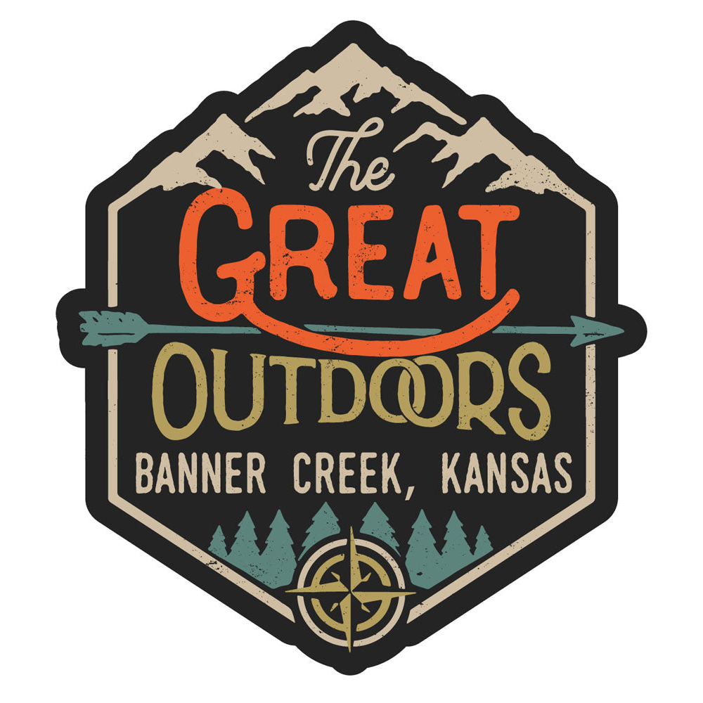 Banner Creek Kansas Souvenir Decorative Stickers (Choose Theme And Size) - 4-Pack, 2-Inch, Great Outdoors
