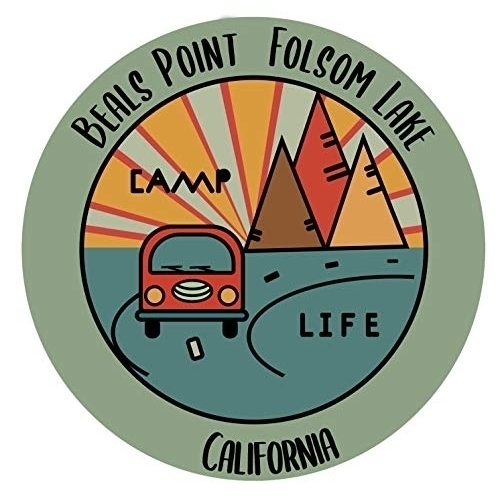 Beals Point Folsom Lake California Souvenir Decorative Stickers (Choose Theme And Size) - 4-Pack, 10-Inch, Camp Life