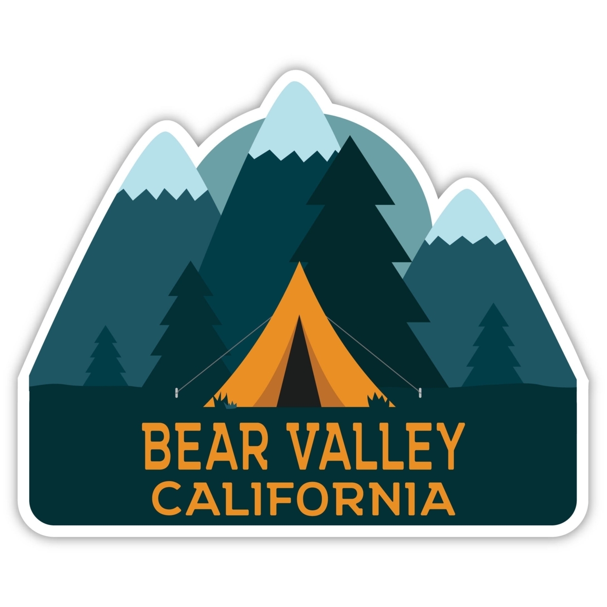 Bear Valley California Souvenir Decorative Stickers (Choose Theme And Size) - 4-Pack, 2-Inch, Tent