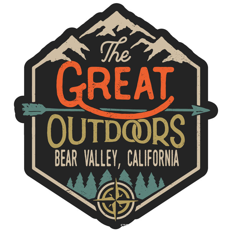 Bear Valley California Souvenir Decorative Stickers (Choose Theme And Size) - 4-Pack, 4-Inch, Great Outdoors
