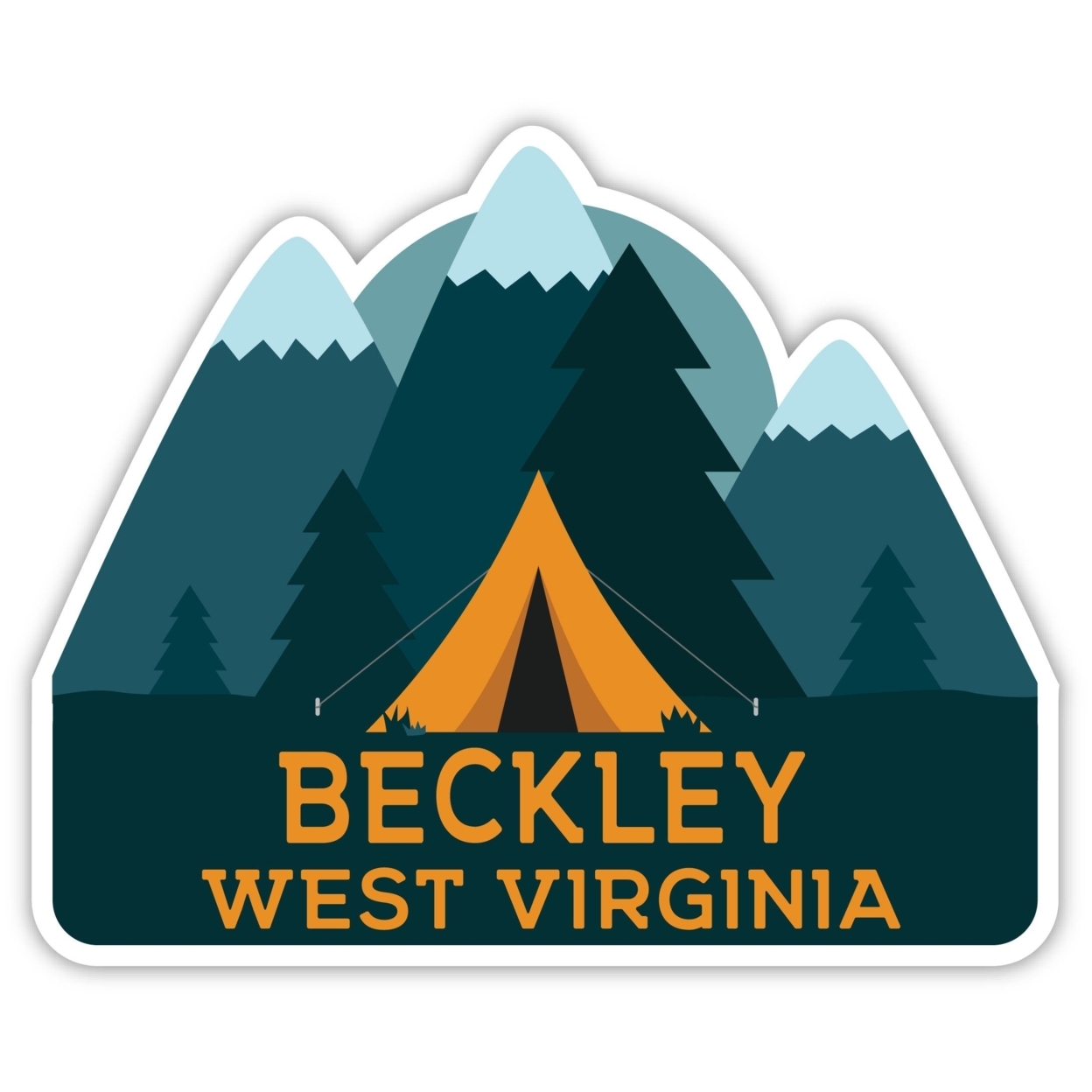 Beckley West Virginia Souvenir Decorative Stickers (Choose Theme And Size) - Single Unit, 4-Inch, Tent
