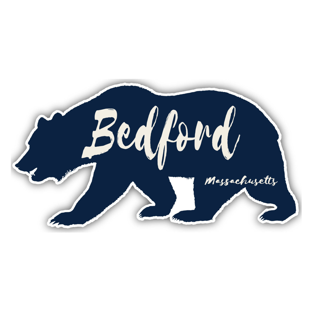 Bedford Massachusetts Souvenir Decorative Stickers (Choose Theme And Size) - 4-Pack, 10-Inch, Bear