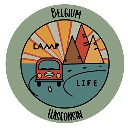 Belgium Wisconsin Souvenir Decorative Stickers (Choose Theme And Size) - 4-Pack, 12-Inch, Camp Life