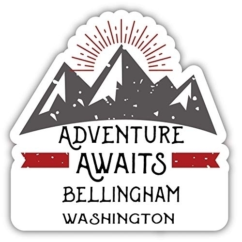 Bellingham Washington Souvenir Decorative Stickers (Choose Theme And Size) - 4-Pack, 6-Inch, Adventures Awaits