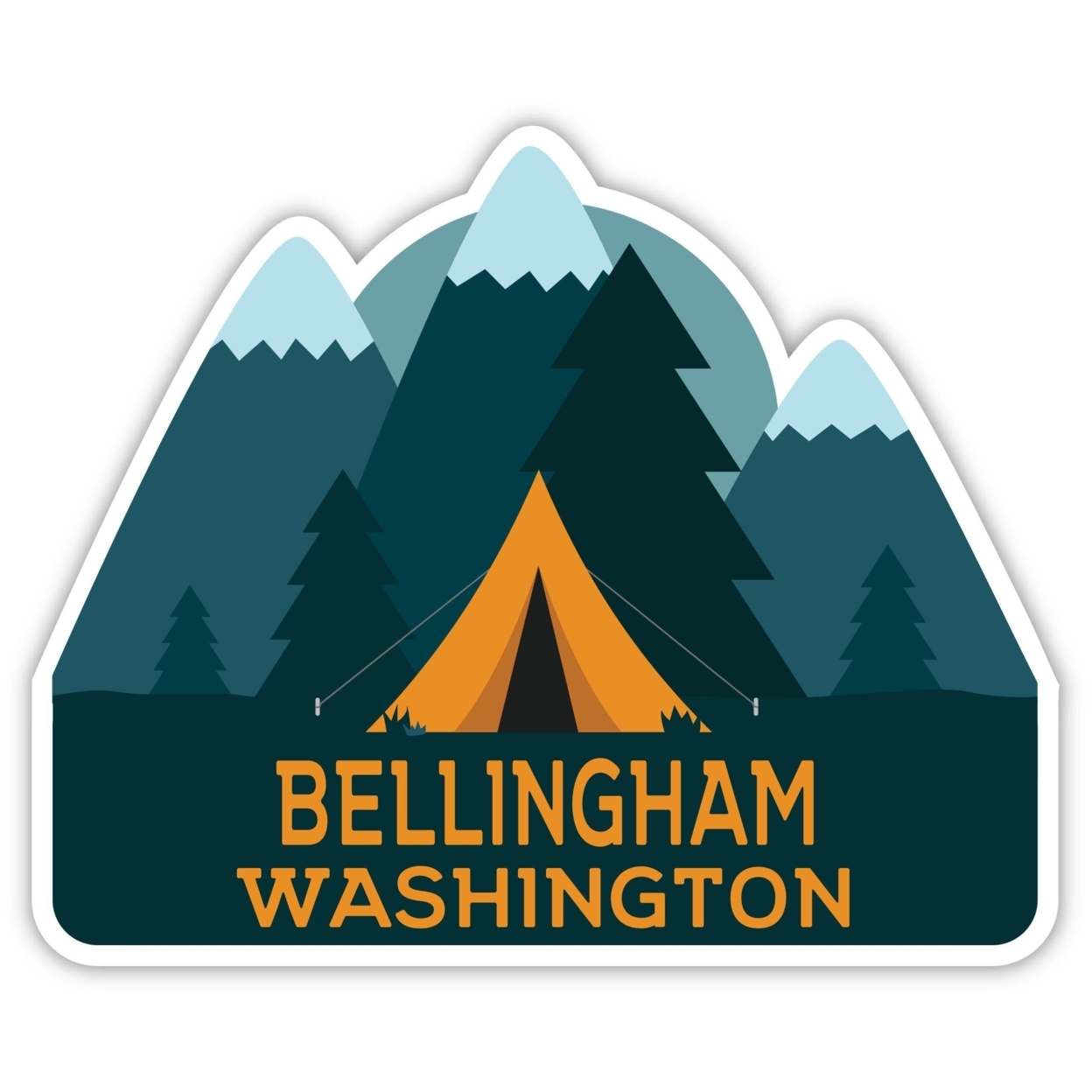 Bellingham Washington Souvenir Decorative Stickers (Choose Theme And Size) - Single Unit, 4-Inch, Tent