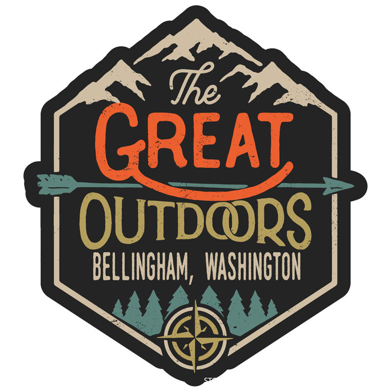 Bellingham Washington Souvenir Decorative Stickers (Choose Theme And Size) - 4-Pack, 6-Inch, Great Outdoors