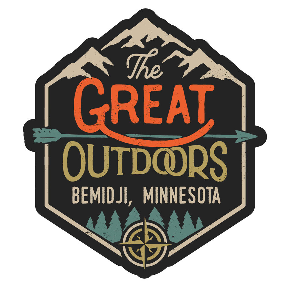 Bemidji Minnesota Souvenir Decorative Stickers (Choose Theme And Size) - Single Unit, 12-Inch, Great Outdoors