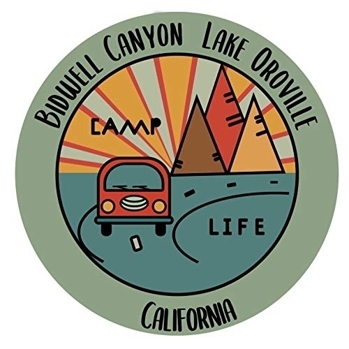 Bidwell Canyon Lake Oroville California Souvenir Decorative Stickers (Choose Theme And Size) - 4-Pack, 8-Inch, Camp Life