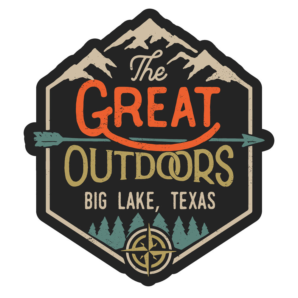 Big Lake Texas Souvenir Decorative Stickers (Choose Theme And Size) - 4-Pack, 10-Inch, Great Outdoors