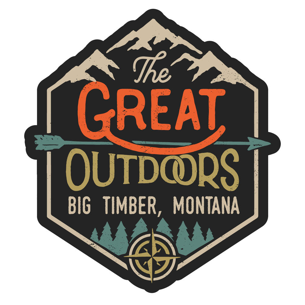 Big Timber Montana Souvenir Decorative Stickers (Choose Theme And Size) - 4-Pack, 4-Inch, Great Outdoors