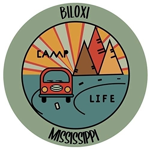Biloxi Mississippi Souvenir Decorative Stickers (Choose Theme And Size) - 4-Pack, 4-Inch, Camp Life