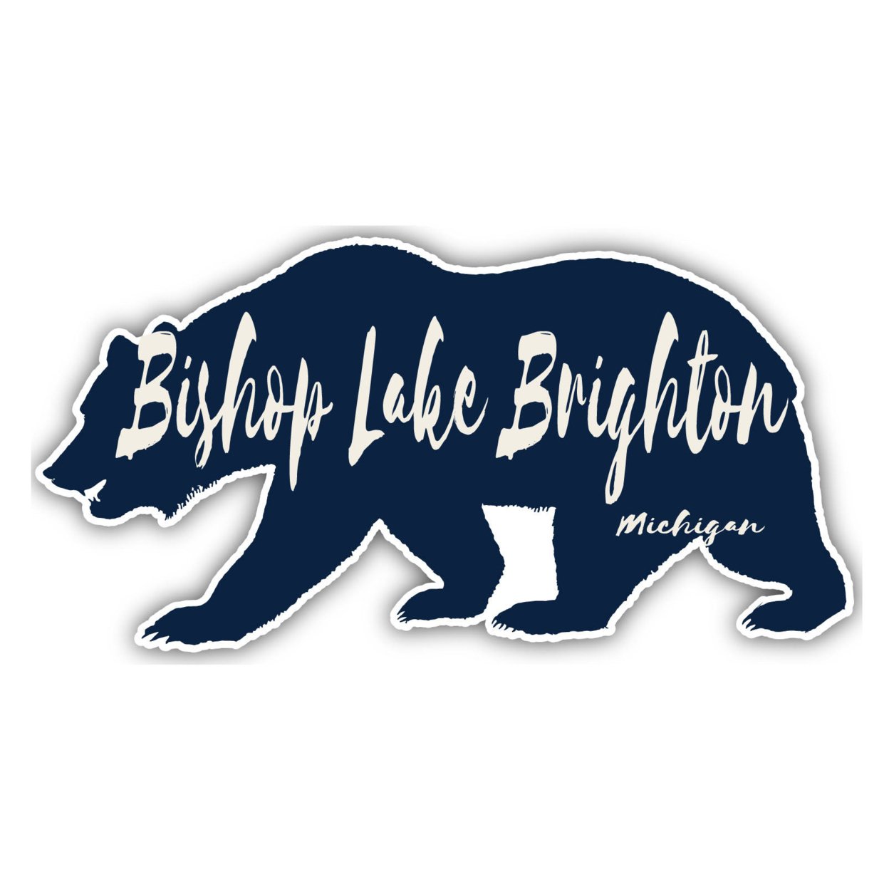 Bishop Lake Brighton Michigan Souvenir Decorative Stickers (Choose Theme And Size) - Single Unit, 6-Inch, Bear
