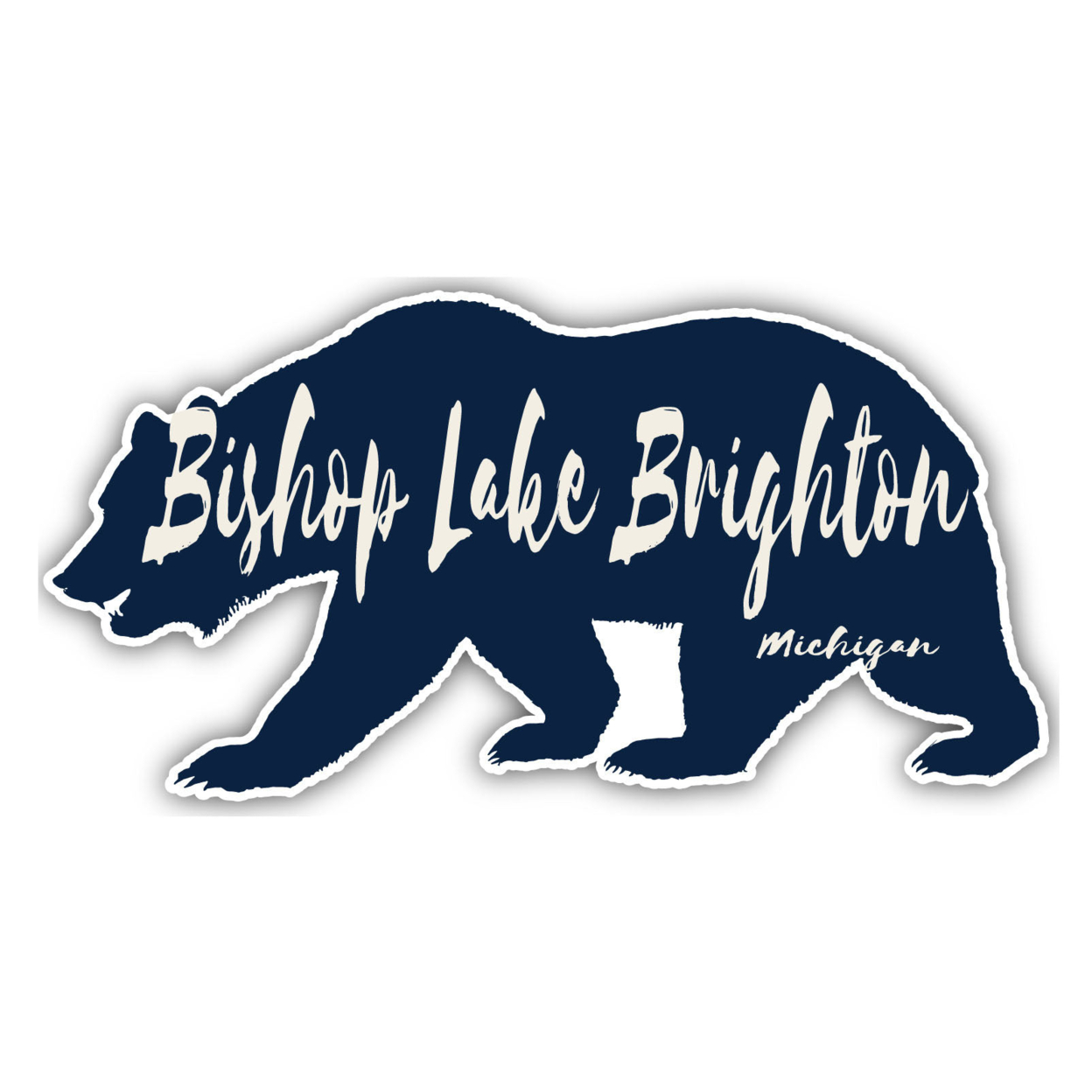 Bishop Lake Brighton Michigan Souvenir Decorative Stickers (Choose Theme And Size) - Single Unit, 10-Inch, Bear