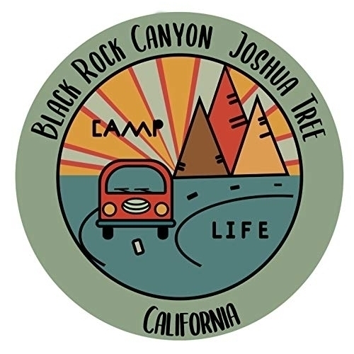 Black Rock Canyon Joshua Tree California Souvenir Decorative Stickers (Choose Theme And Size) - 4-Pack, 12-Inch, Camp Life