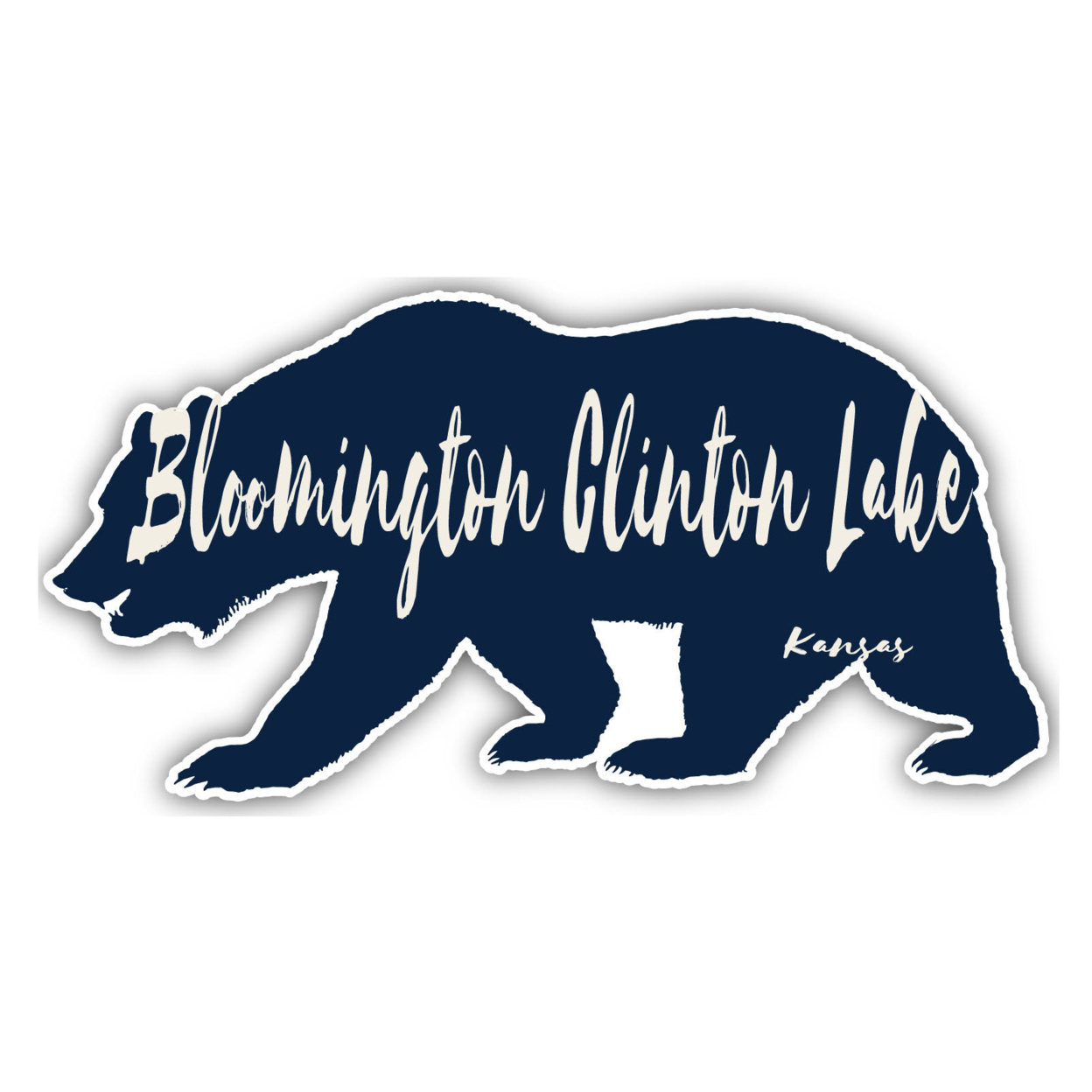 Bloomington Clinton Lake Kansas Souvenir Decorative Stickers (Choose Theme And Size) - Single Unit, 12-Inch, Bear