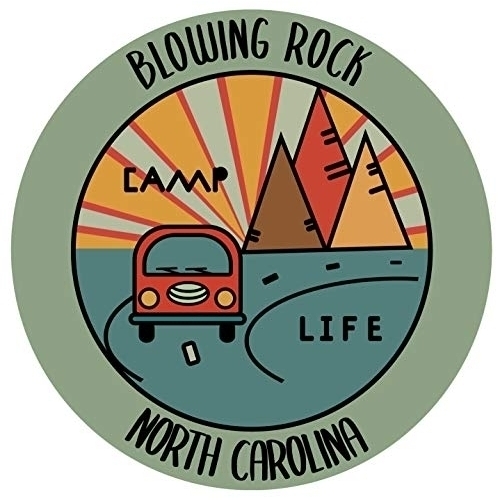 Blowing Rock North Carolina Souvenir Decorative Stickers (Choose Theme And Size) - 4-Pack, 6-Inch, Camp Life