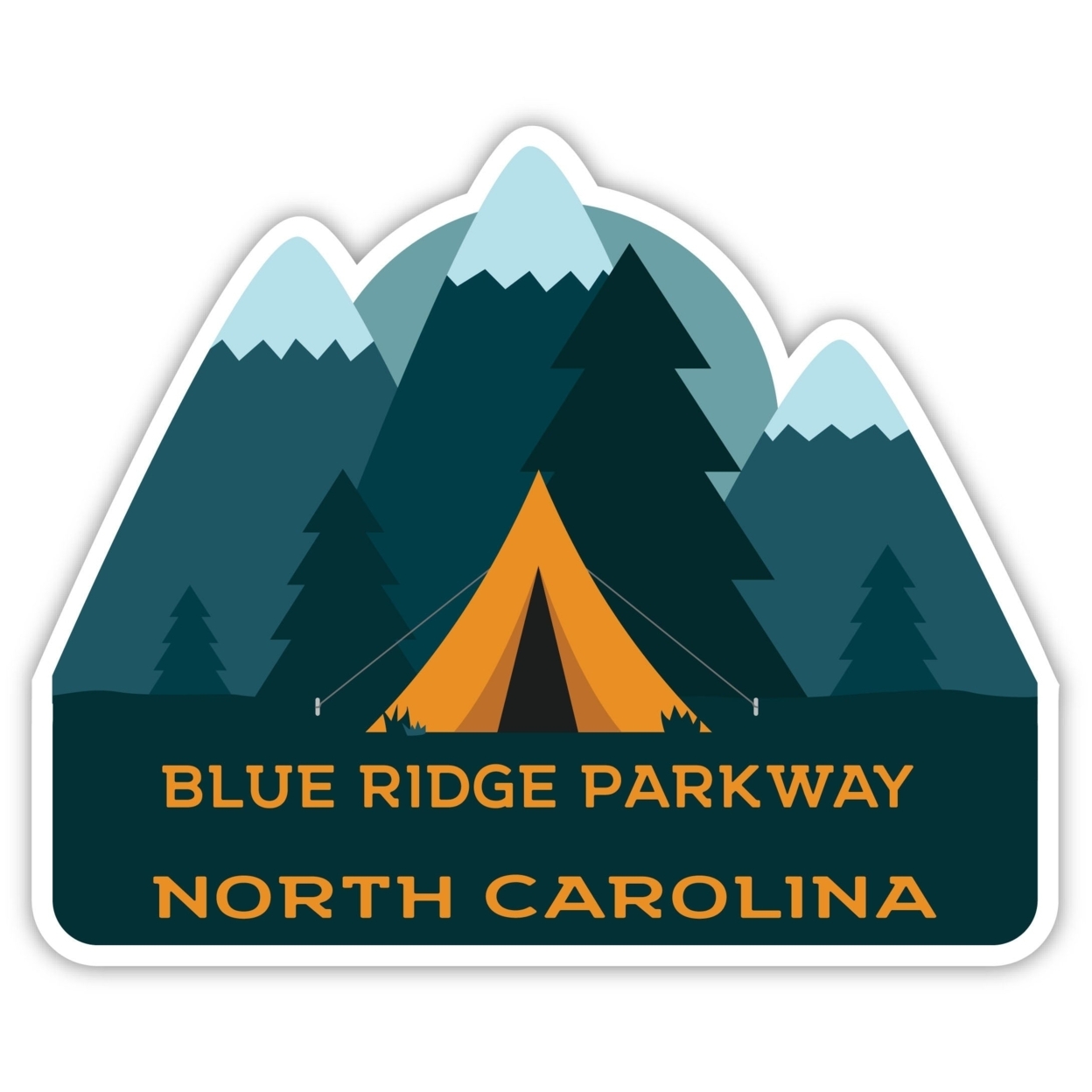 Blue Ridge Parkway North Carolina Souvenir Decorative Stickers (Choose Theme And Size) - 4-Pack, 10-Inch, Tent