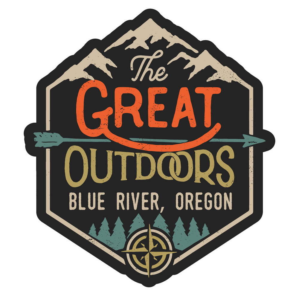Blue River Oregon Souvenir Decorative Stickers (Choose Theme And Size) - Single Unit, 4-Inch, Great Outdoors