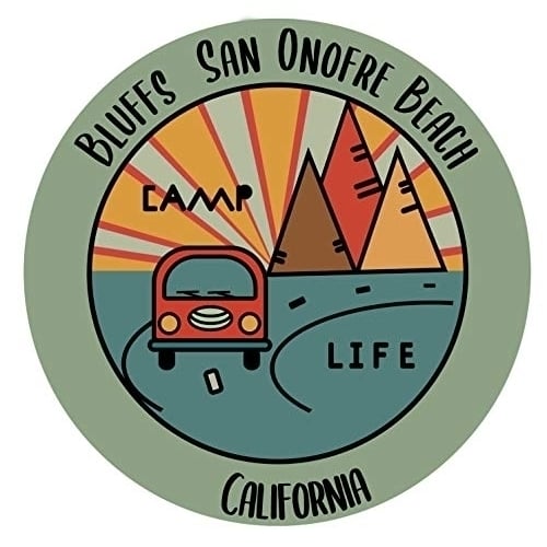 Bluffs San Onofre Beach California Souvenir Decorative Stickers (Choose Theme And Size) - Single Unit, 12-Inch, Camp Life