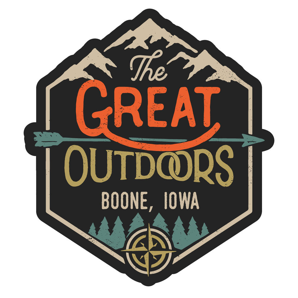 Boone Iowa Souvenir Decorative Stickers (Choose Theme And Size) - 4-Pack, 2-Inch, Great Outdoors