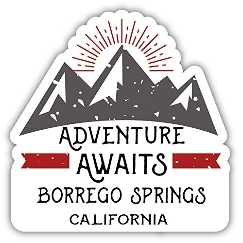 Borrego Springs California Souvenir Decorative Stickers (Choose Theme And Size) - 4-Pack, 12-Inch, Adventures Awaits