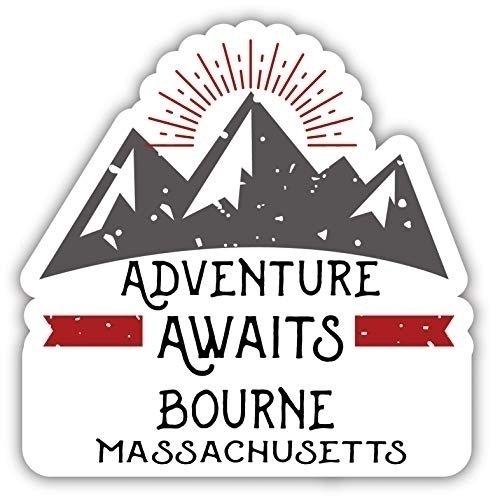 Bourne Massachusetts Souvenir Decorative Stickers (Choose Theme And Size) - 4-Pack, 2-Inch, Adventures Awaits