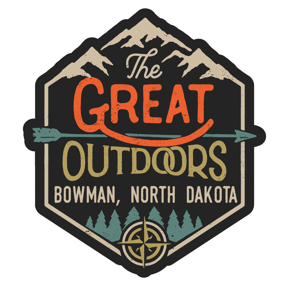 Bowman North Dakota Souvenir Decorative Stickers (Choose Theme And Size) - Single Unit, 4-Inch, Great Outdoors