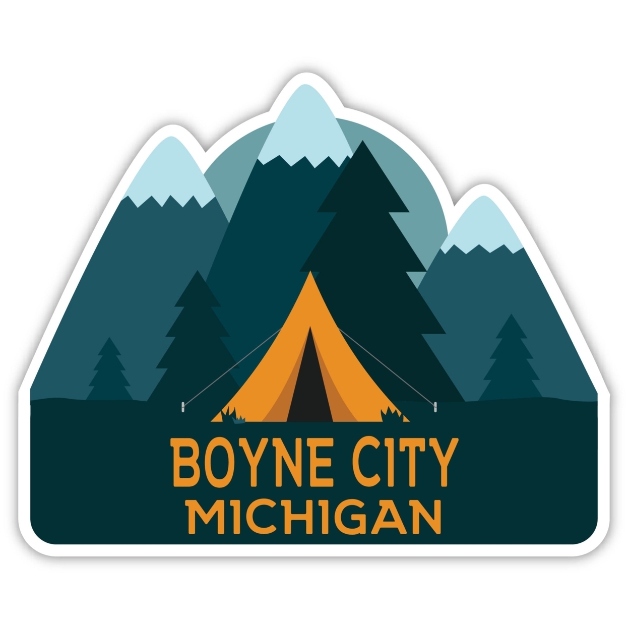 Boyne City Michigan Souvenir Decorative Stickers (Choose Theme And Size) - Single Unit, 12-Inch, Tent