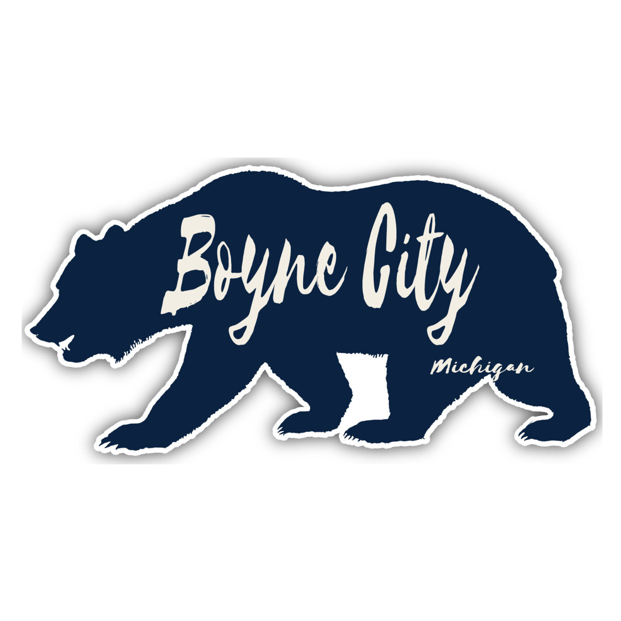 Boyne City Michigan Souvenir Decorative Stickers (Choose Theme And Size) - 4-Pack, 8-Inch, Bear