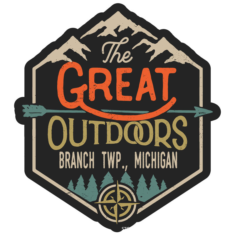 Branch Twp. Michigan Souvenir Decorative Stickers (Choose Theme And Size) - Single Unit, 4-Inch, Great Outdoors