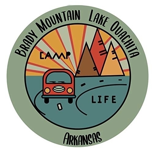 Brady Mountain Lake Ouachita Arkansas Souvenir Decorative Stickers (Choose Theme And Size) - 4-Pack, 10-Inch, Camp Life