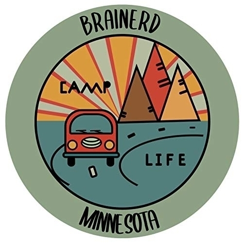 Brainerd Minnesota Souvenir Decorative Stickers (Choose Theme And Size) - 4-Pack, 4-Inch, Camp Life